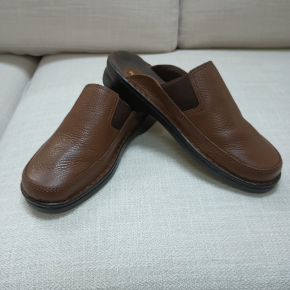 Brown Leather Women's Slip-On Shoes